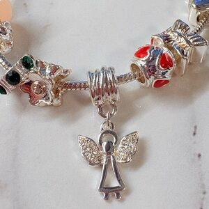 2016 Avon 13pc Charm Bracelet Set | Angel Heart Star Silver Snake Chain NIB